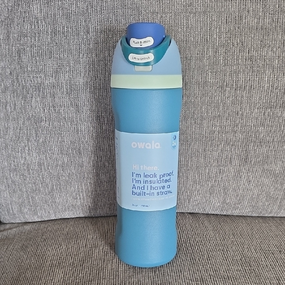 Owala Blue/Green Insulated FreeSip Water Bottle, 24oz., New